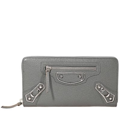 balenciaga classic metallic edge continental zip wallet grey 390187 aq40n 1320