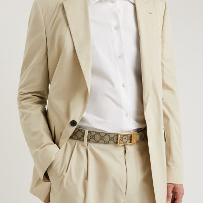 Gucci GG Supreme Monogram Belt – Beige Gold - AEU Luxury Malaysia